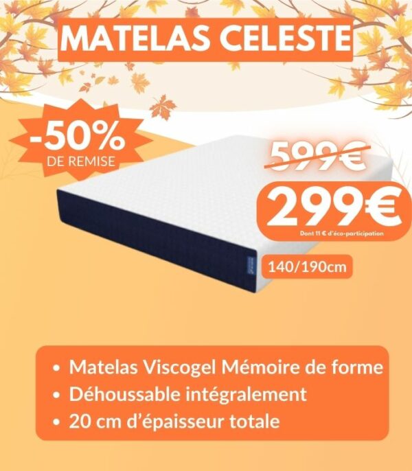 Matelas Celeste en 140 x 190 cm
